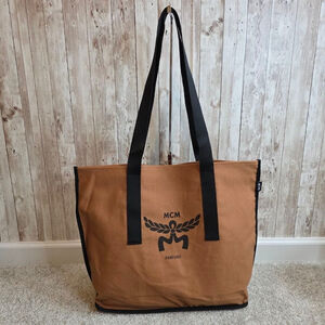 MCM Brown & Black Canvas Tote Bag